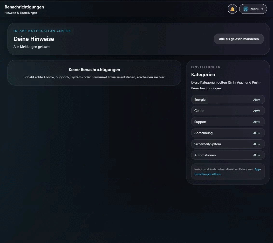 Notification Center und Kategorien